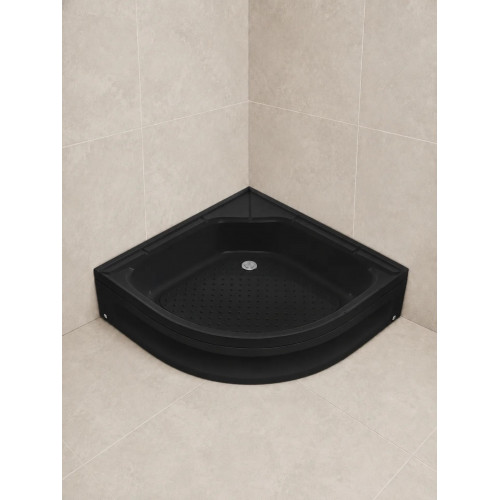 WEMOR  90/24 C BL  900*900*240 мм Поддон душевой черный полукруглый