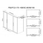 Душевой уголок DETO FB2 170-190 + SB90