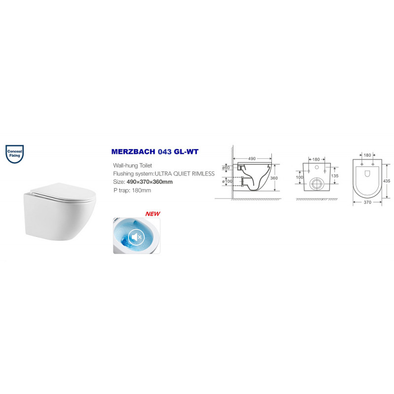Унитаз с инсталляцией WeltWasser и кнопкой смыва (AMBERG 350 + MERZBACH 043 GL-WT + AMBERG RD-MT CR)