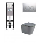 Унитаз с инсталляцией WeltWasser и кнопкой смыва (AMBERG 350 + SALZBACH 043 MT-GR + AMBERG RD-CR)