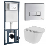Унитаз с инсталляцией WeltWasser и кнопкой смыва (MARBERG 410 + TELBACH 004 GL-WT + MAR 410 SE-CR)