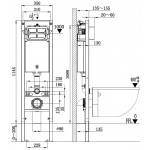 Унитаз с инсталляцией WeltWasser и кнопкой смыва (AMBERG 350 + MERZBACH 043 MT-WT + AMBERG RD-BL)