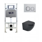 Унитаз с инсталляцией WeltWasser и кнопкой смыва (AMBERG 506 ST + HEIMBACH 043 MT-BL + AMBERG RD-WT)