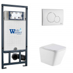 Унитаз с инсталляцией WeltWasser и кнопкой смыва (MARBERG 507 + GELBACH 043 MT-WT + MAR 507 RD GL-WT)
