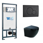 Унитаз с инсталляцией WeltWasser и кнопкой смыва (MARBERG 507 + MERZBACH 041 XL MT-BL + MAR 507 RD MT-BL)