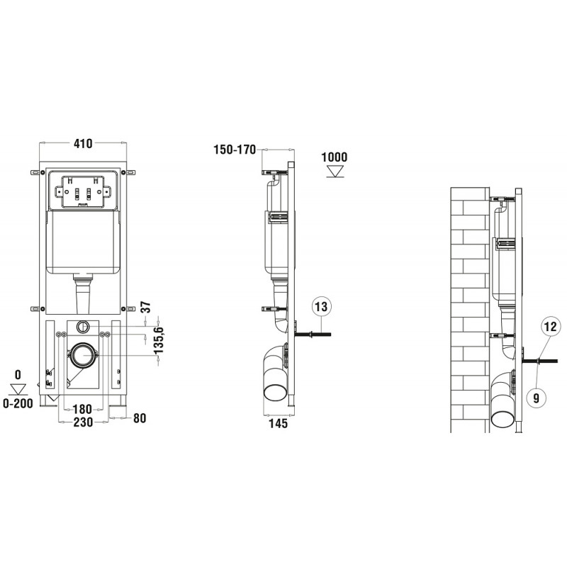 Унитаз с инсталляцией WeltWasser и кнопкой смыва (MARBERG 410 + MERZBACH 043 GL-WT + MAR 410 RD-CR)