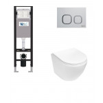 Унитаз с инсталляцией WeltWasser и кнопкой смыва (AMBERG 350 + MERZBACH 043 MT-WT + AMBERG RD-MT CR)