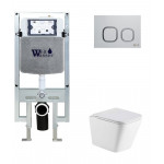 Унитаз с инсталляцией WeltWasser и кнопкой смыва (AMBERG 497 ST + GELBACH 043 MT-WT + AMBERG RD-WT)