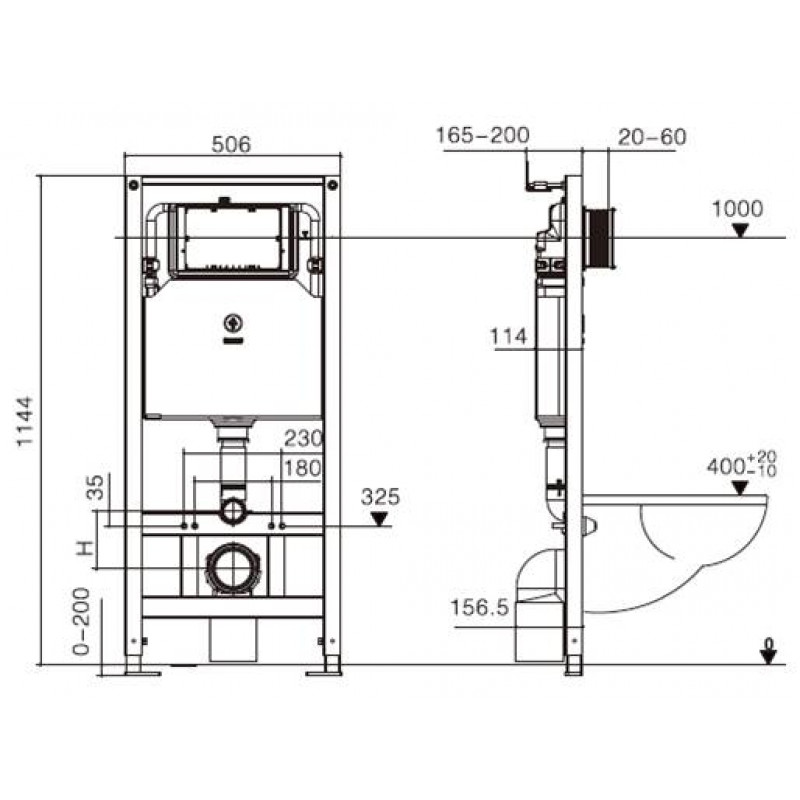 Унитаз с инсталляцией WeltWasser и кнопкой смыва (AMBERG 506 + MERZBACH 041 XL MT-BL + AMBERG RD-MT CR)