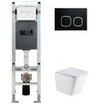 Унитаз с инсталляцией WeltWasser и кнопкой смыва (AMBERG 350 ST + GELBACH 043 MT-WT + AMBERG RD-BL)