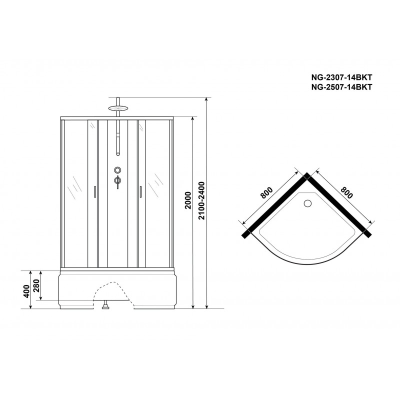 Душевая кабина Niagara NG-2307-14BKT