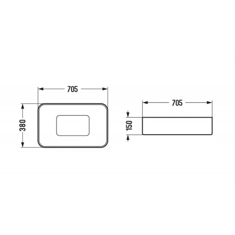 Раковина накладная (глянцевая белая) WW ELBACH 78575-70 GL-WT, 705x350x150 мм