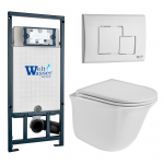 Унитаз с инсталляцией WeltWasser и кнопкой смыва (MARBERG 507 + TELBACH 004 GL-WT + MAR 507 SE GL-WT)